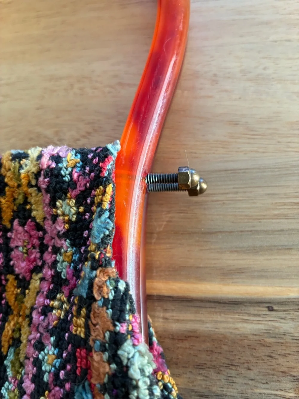 Vintage Tapestry Handbag with Lucite Handles - Picture 3 of 7